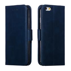 Retro Classic Calf Pattern Leather Wallet Phone Case for iPhone 6s 6 6G(4.7 inch) - Blue