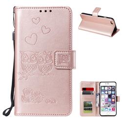 Embossing Owl Couple Flower Leather Wallet Case for iPhone 6s 6 6G(4.7 inch) - Rose Gold