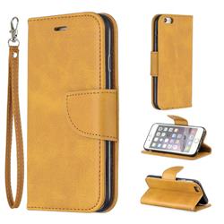 Classic Sheepskin PU Leather Phone Wallet Case for iPhone 6s 6 6G(4.7 inch) - Yellow