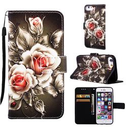 Black Rose Matte Leather Wallet Phone Case for iPhone 6s 6 6G(4.7 inch)