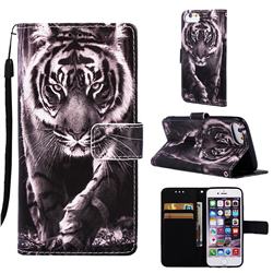 Black and White Tiger Matte Leather Wallet Phone Case for iPhone 6s 6 6G(4.7 inch)