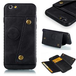 Retro Multifunction Card Slots Stand Leather Coated Phone Back Cover for iPhone 6s 6 6G(4.7 inch) - Black