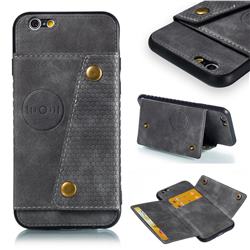 Retro Multifunction Card Slots Stand Leather Coated Phone Back Cover for iPhone 6s 6 6G(4.7 inch) - Gray