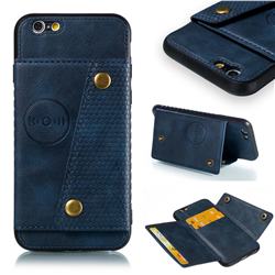 Retro Multifunction Card Slots Stand Leather Coated Phone Back Cover for iPhone 6s 6 6G(4.7 inch) - Blue