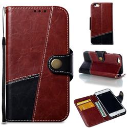 Retro Magnetic Stitching Wallet Flip Cover for iPhone 6s 6 6G(4.7 inch) - Dark Red