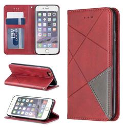 Prismatic Slim Magnetic Sucking Stitching Wallet Flip Cover for iPhone 6s 6 6G(4.7 inch) - Red