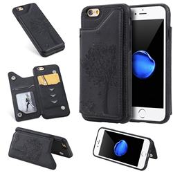 Luxury Tree and Cat Multifunction Magnetic Card Slots Stand Leather Phone Back Cover for iPhone 6s 6 6G(4.7 inch) - Black
