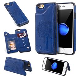 Luxury Tree and Cat Multifunction Magnetic Card Slots Stand Leather Phone Back Cover for iPhone 6s 6 6G(4.7 inch) - Blue