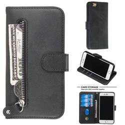 Retro Luxury Zipper Leather Phone Wallet Case for iPhone 6s 6 6G(4.7 inch) - Black