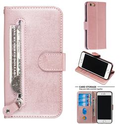 Retro Luxury Zipper Leather Phone Wallet Case for iPhone 6s 6 6G(4.7 inch) - Pink