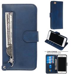Retro Luxury Zipper Leather Phone Wallet Case for iPhone 6s 6 6G(4.7 inch) - Blue