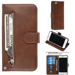 Retro Luxury Zipper Leather Phone Wallet Case for iPhone 6s 6 6G(4.7 inch) - Brown