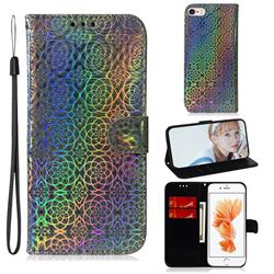 Laser Circle Shining Leather Wallet Phone Case for iPhone 6s 6 6G(4.7 inch) - Silver