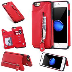 Retro Buckle Zipper Anti-fall Leather Phone Back Cover for iPhone 6s 6 6G(4.7 inch) - Red
