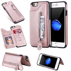 Retro Buckle Zipper Anti-fall Leather Phone Back Cover for iPhone 6s 6 6G(4.7 inch) - Pink