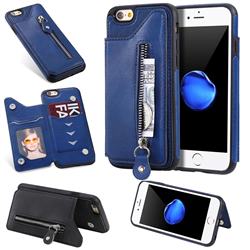 Retro Buckle Zipper Anti-fall Leather Phone Back Cover for iPhone 6s 6 6G(4.7 inch) - Blue