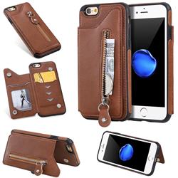 Retro Buckle Zipper Anti-fall Leather Phone Back Cover for iPhone 6s 6 6G(4.7 inch) - Brown