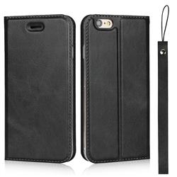 Calf Pattern Magnetic Automatic Suction Leather Wallet Case for iPhone 6s 6 6G(4.7 inch) - Black