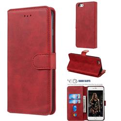 Retro Calf Matte Leather Wallet Phone Case for iPhone 6s 6 6G(4.7 inch) - Red
