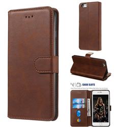 Retro Calf Matte Leather Wallet Phone Case for iPhone 6s 6 6G(4.7 inch) - Brown