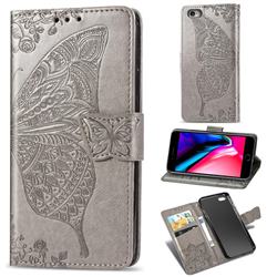 Embossing Mandala Flower Butterfly Leather Wallet Case for iPhone 6s 6 6G(4.7 inch) - Gray