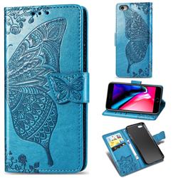 Embossing Mandala Flower Butterfly Leather Wallet Case for iPhone 6s 6 6G(4.7 inch) - Blue