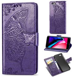 Embossing Mandala Flower Butterfly Leather Wallet Case for iPhone 6s 6 6G(4.7 inch) - Dark Purple