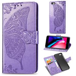 Embossing Mandala Flower Butterfly Leather Wallet Case for iPhone 6s 6 6G(4.7 inch) - Light Purple