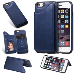 Luxury Multifunction Magnetic Card Slots Stand Calf Leather Phone Back Cover for iPhone 6s 6 6G(4.7 inch) - Blue