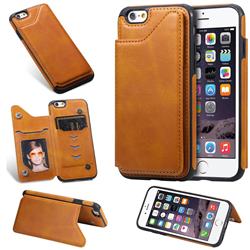 Luxury Multifunction Magnetic Card Slots Stand Calf Leather Phone Back Cover for iPhone 6s 6 6G(4.7 inch) - Brown