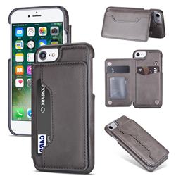 Luxury Magnetic Double Buckle Leather Phone Case for iPhone 6s 6 6G(4.7 inch) - Gray