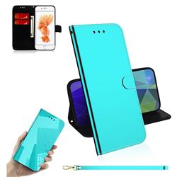 Shining Mirror Like Surface Leather Wallet Case for iPhone 6s 6 6G(4.7 inch) - Mint Green