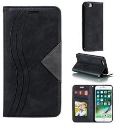 Retro S Streak Magnetic Leather Wallet Phone Case for iPhone 6s 6 6G(4.7 inch) - Black