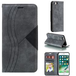Retro S Streak Magnetic Leather Wallet Phone Case for iPhone 6s 6 6G(4.7 inch) - Gray
