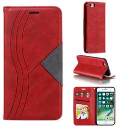 Retro S Streak Magnetic Leather Wallet Phone Case for iPhone 6s 6 6G(4.7 inch) - Red