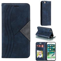 Retro S Streak Magnetic Leather Wallet Phone Case for iPhone 6s 6 6G(4.7 inch) - Blue