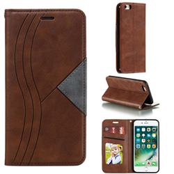 Retro S Streak Magnetic Leather Wallet Phone Case for iPhone 6s 6 6G(4.7 inch) - Brown
