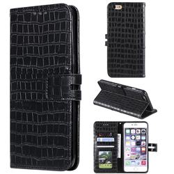 Luxury Crocodile Magnetic Leather Wallet Phone Case for iPhone 6s 6 6G(4.7 inch) - Black
