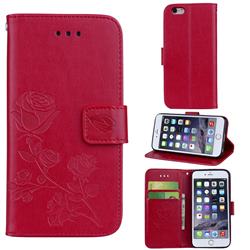Embossing Rose Flower Leather Wallet Case for iPhone 6s 6 6G(4.7 inch) - Red