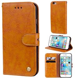 Luxury Retro Oil Wax PU Leather Wallet Phone Case for iPhone 6s 6 6G(4.7 inch) - Orange Yellow