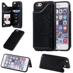 Yikatu Luxury Cute Cats Multifunction Magnetic Card Slots Stand Leather Back Cover for iPhone 6s 6 6G(4.7 inch) - Black
