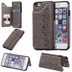 Yikatu Luxury Cute Cats Multifunction Magnetic Card Slots Stand Leather Back Cover for iPhone 6s 6 6G(4.7 inch) - Gray
