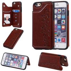 Yikatu Luxury Cute Cats Multifunction Magnetic Card Slots Stand Leather Back Cover for iPhone 6s 6 6G(4.7 inch) - Brown