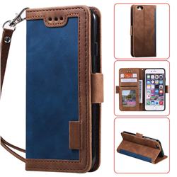 Luxury Retro Stitching Leather Wallet Phone Case for iPhone 6s 6 6G(4.7 inch) - Dark Blue