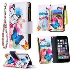 Vivid Flying Butterflies Binfen Color BF03 Retro Zipper Leather Wallet Phone Case for iPhone 6s 6 6G(4.7 inch)