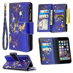Purple Butterfly Binfen Color BF03 Retro Zipper Leather Wallet Phone Case for iPhone 6s 6 6G(4.7 inch)