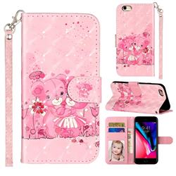 Pink Bear 3D Leather Phone Holster Wallet Case for iPhone 6s 6 6G(4.7 inch)