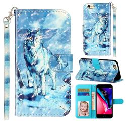 Snow Wolf 3D Leather Phone Holster Wallet Case for iPhone 6s 6 6G(4.7 inch)