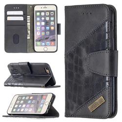 BinfenColor BF04 Color Block Stitching Crocodile Leather Case Cover for iPhone 6s 6 6G(4.7 inch) - Black