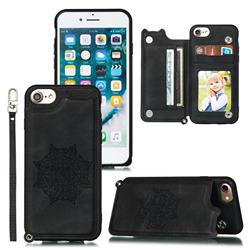 Luxury Mandala Multi-function Magnetic Card Slots Stand Leather Back Cover for iPhone 6s 6 6G(4.7 inch) - Black